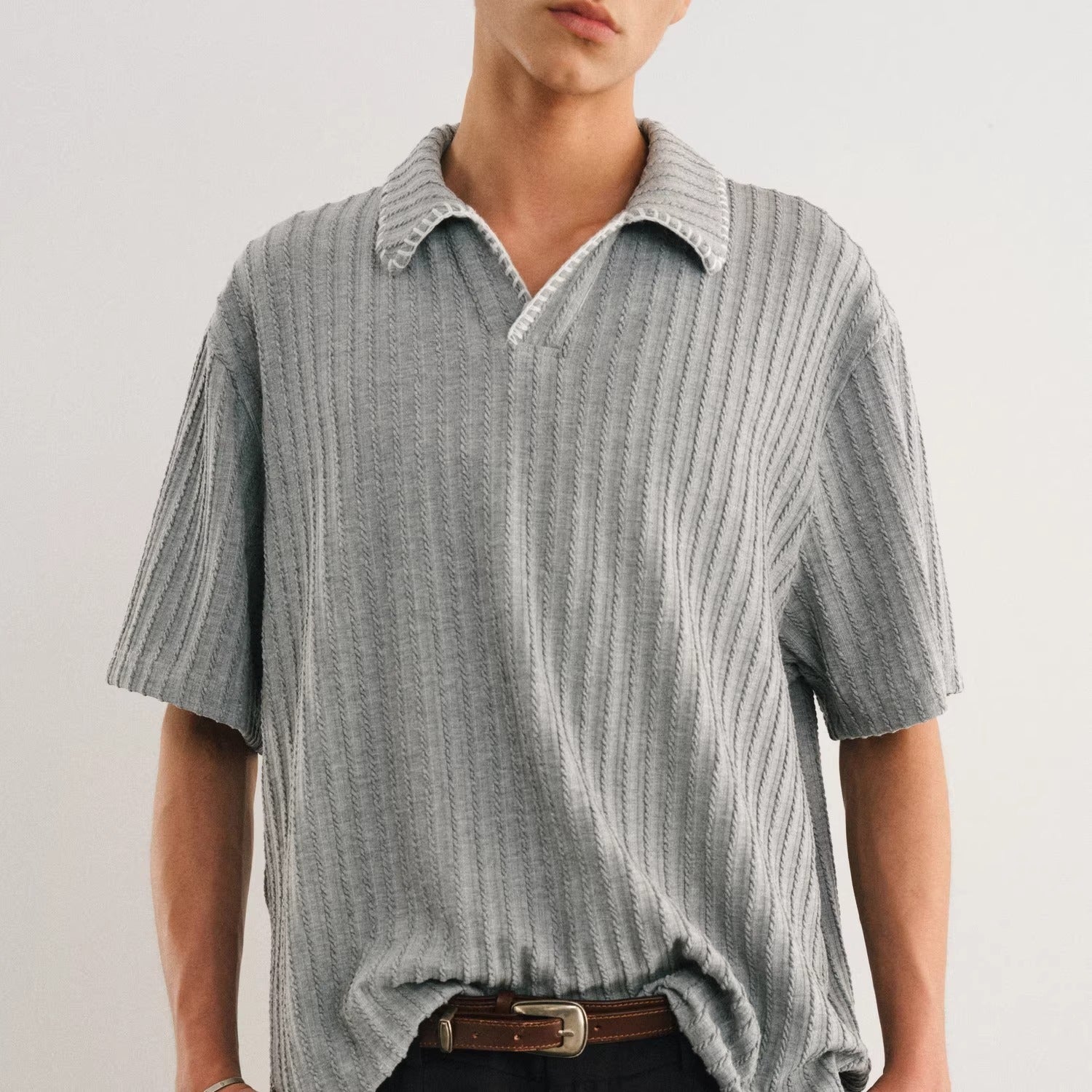 Polo Short Sleeve T-Shirt with Wheat Pattern
