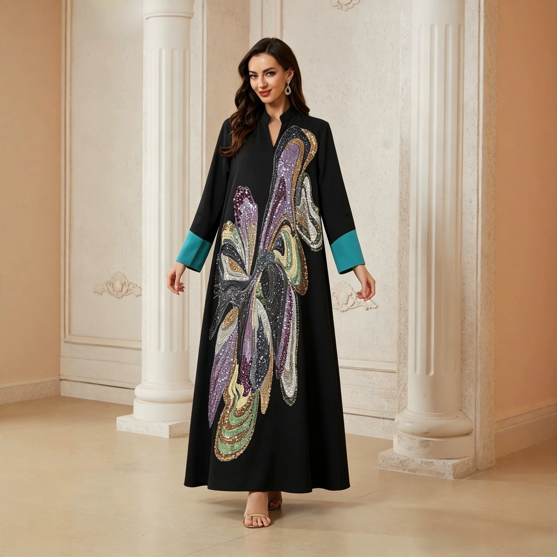 Long sleeved floral loose dress