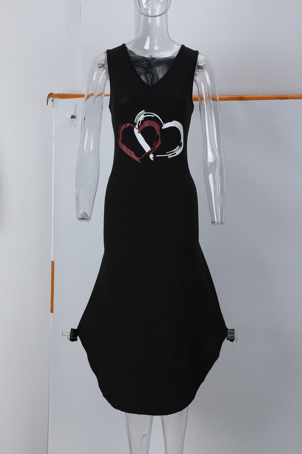 Sleeveless heart-shaped printed vest dress