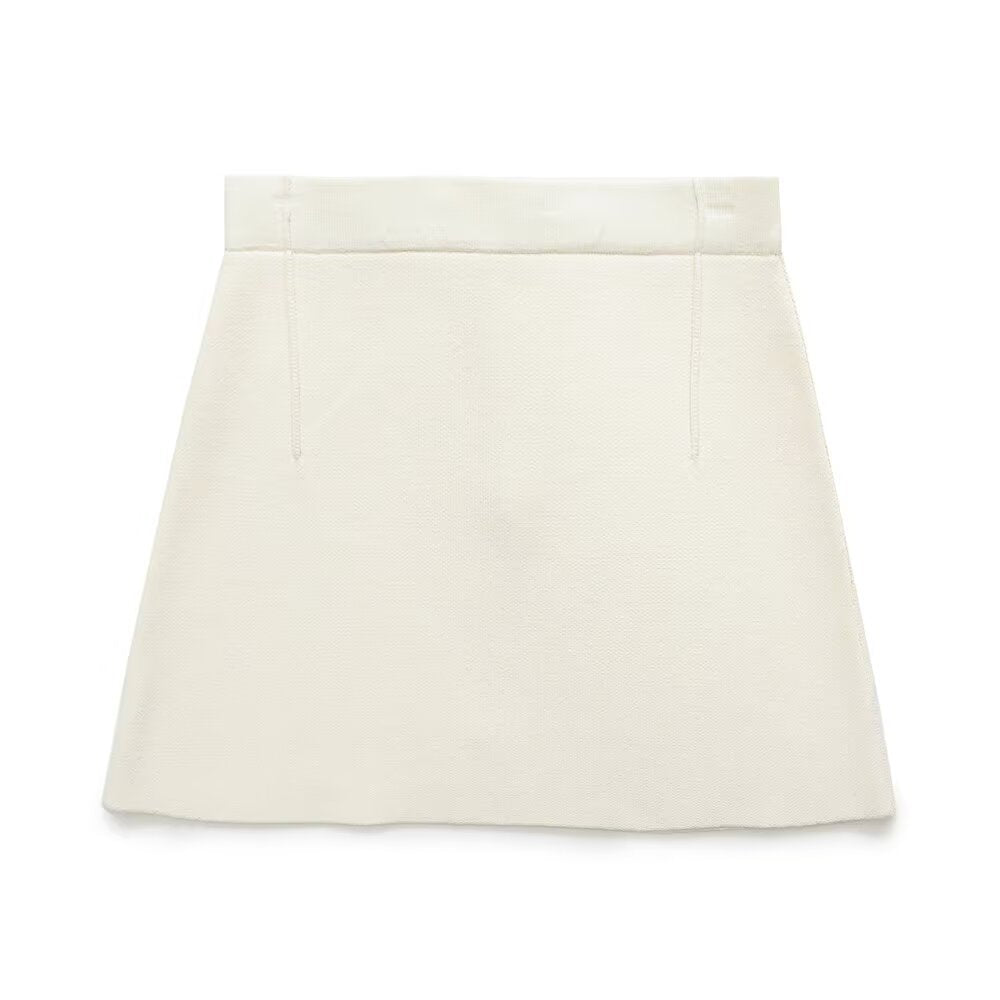 Hot girl knitted sleeveless short vest+knitted mini skirt