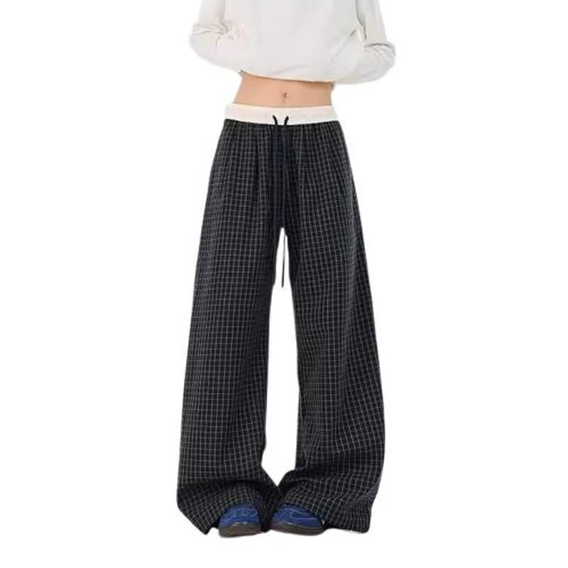 Casual Plaid Patchwork Pants for Men and Women