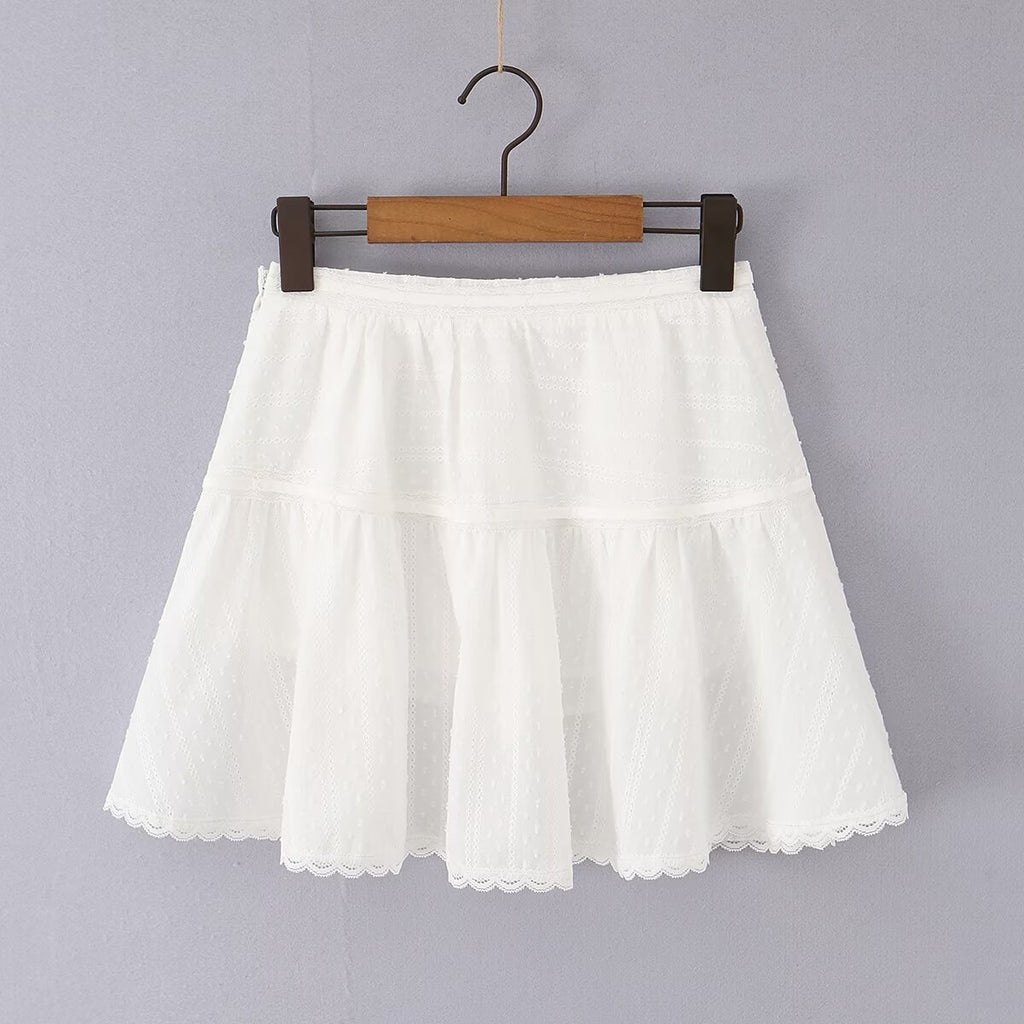 Pure Desire Style Printed Splicing Small Top+Cotton Half Skirt Set