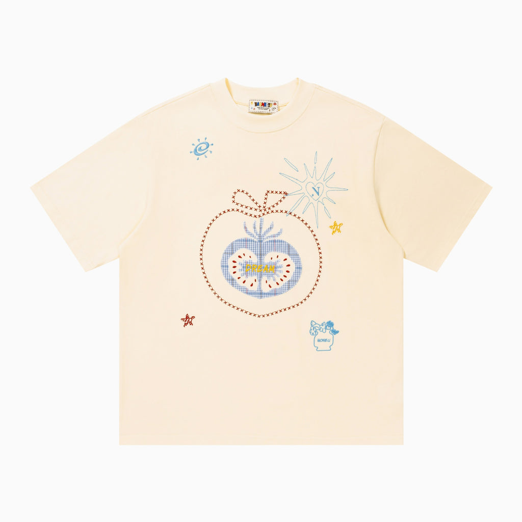 Fun fruit embroidery short sleeved shirt