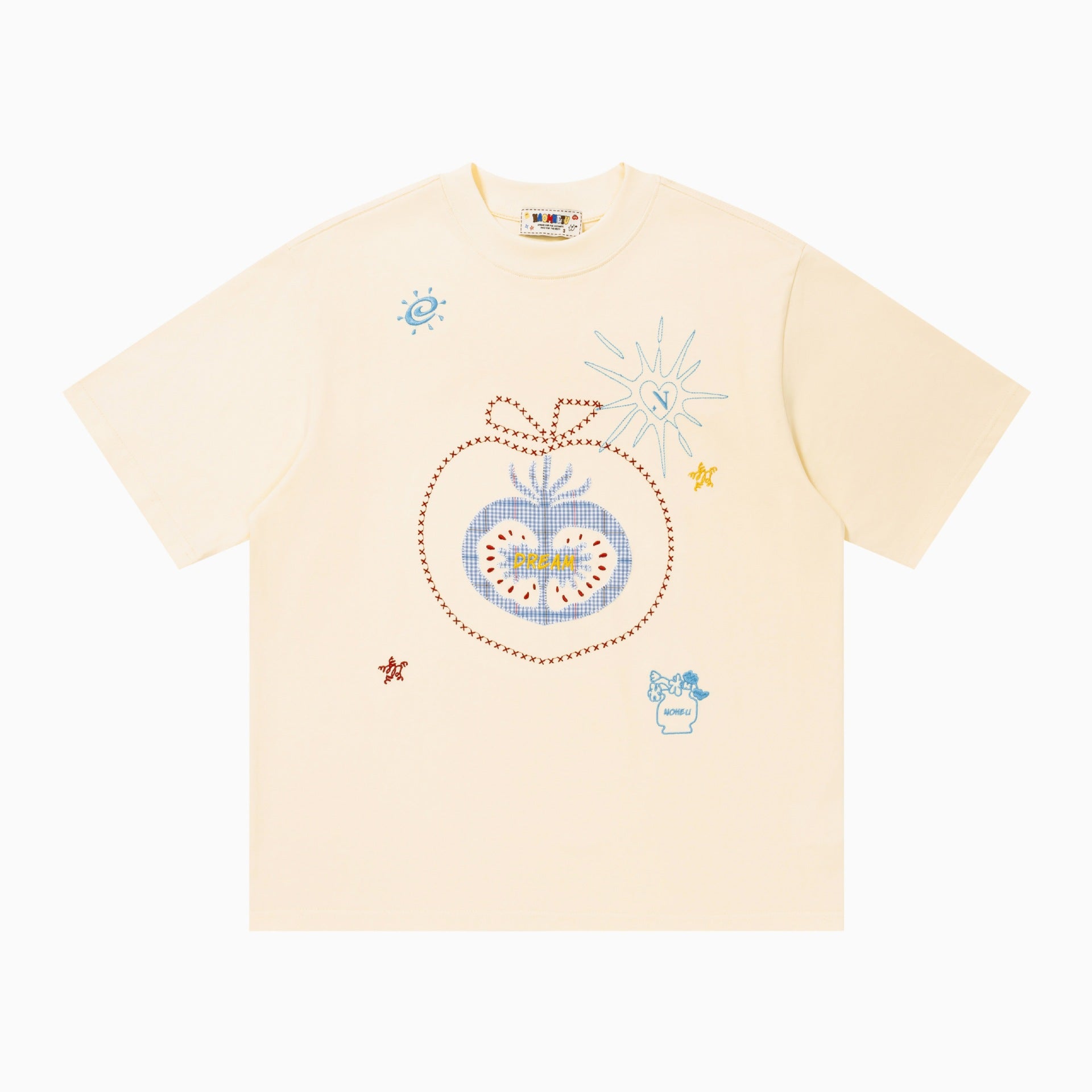Fun fruit embroidery short sleeved shirt