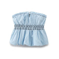 Spicy girl embroidered strapless top with exposed shoulders