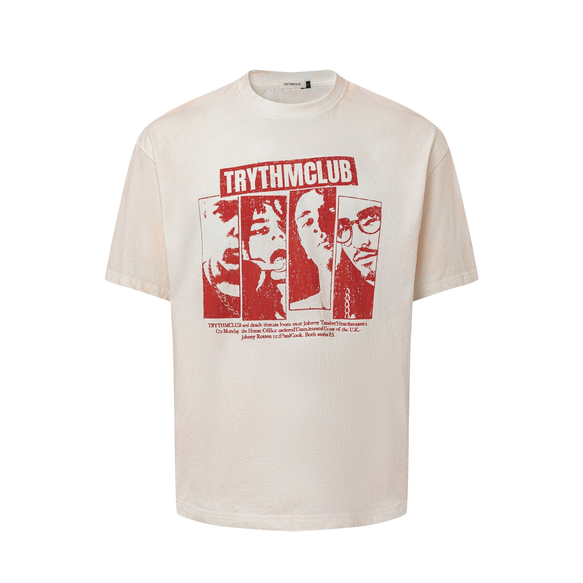Portrait collage printed short sleeved shirt