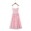 French vacation style printed suspender dress