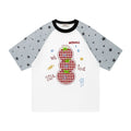 Tomato embroidery shoulder length short sleeved shirt