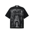 Portrait collage printed short sleeved shirt