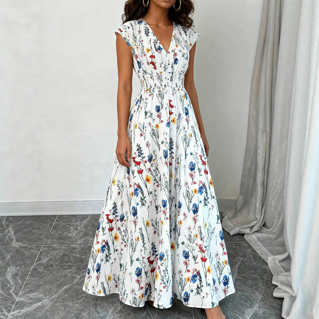 V-neck lace up dress