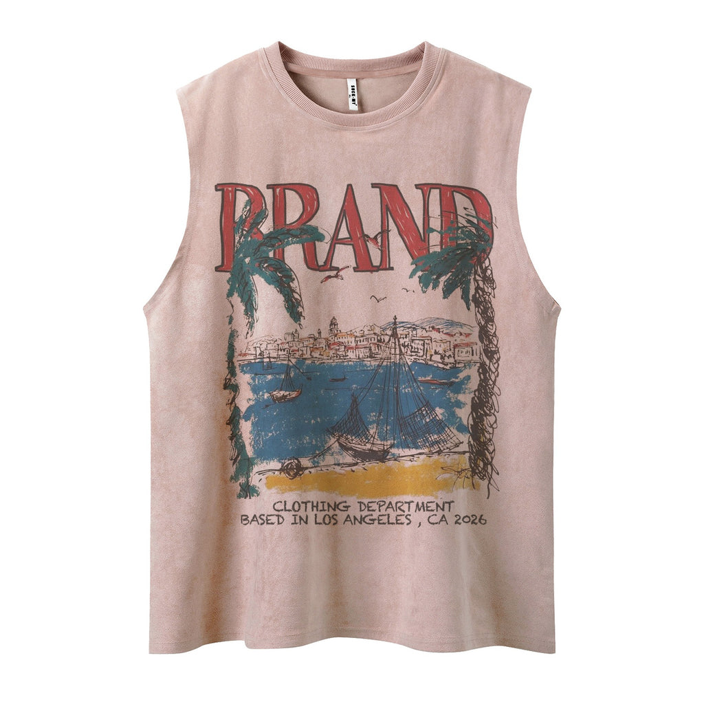 Coastal graffiti printed vest