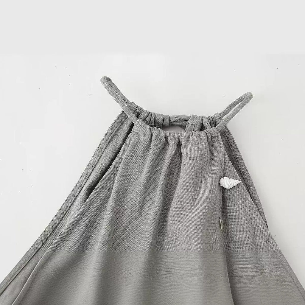 Fashionable temperament shell decoration gray camisole vest top for women