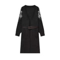 Heavy industry bead sequin waistband knitted coat
