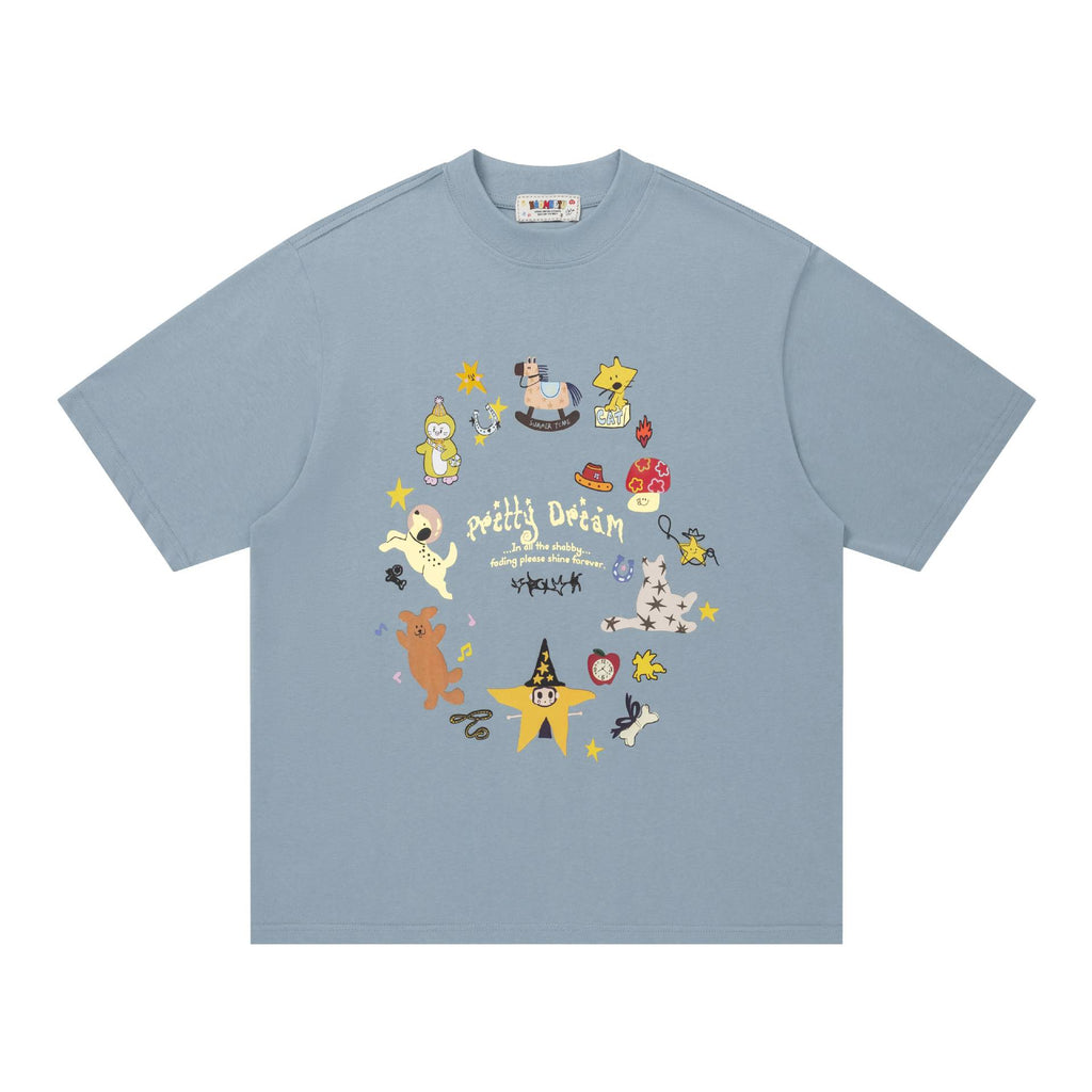 Circular cartoon short sleeved shirt
