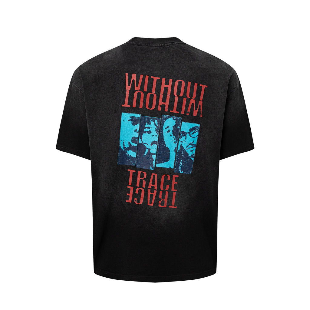 Portrait collage printed short sleeved shirt