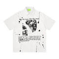 Portrait splashed ink text short sleeved