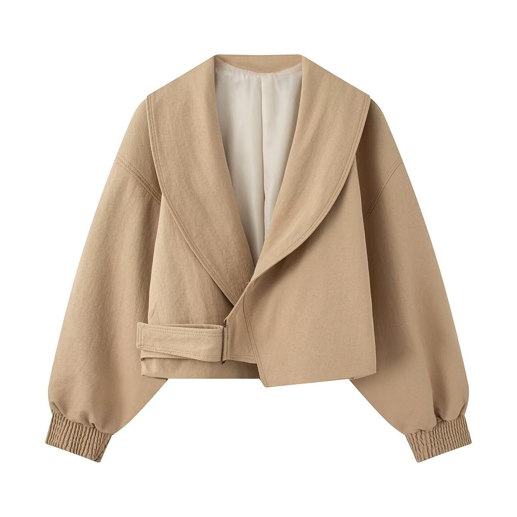 Long sleeved lapel casual versatile short jacket