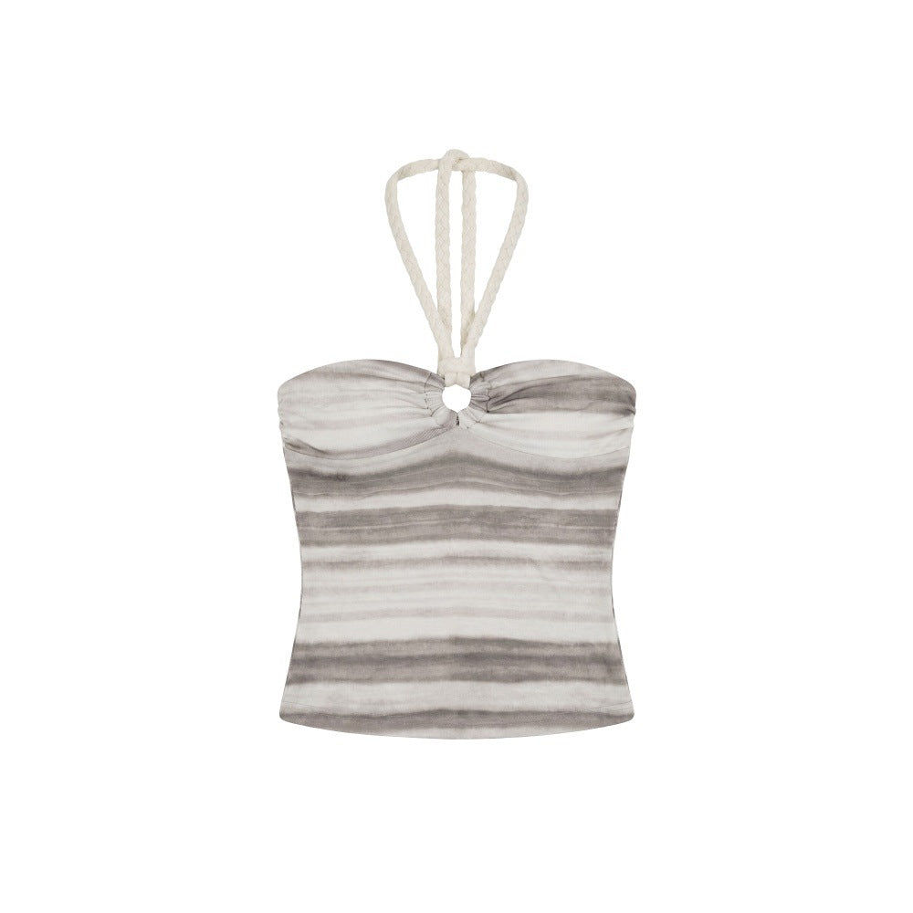 Chic Trendy Fitted Strapless Top Women's Halter Neck Off-Shoulder Crop Top