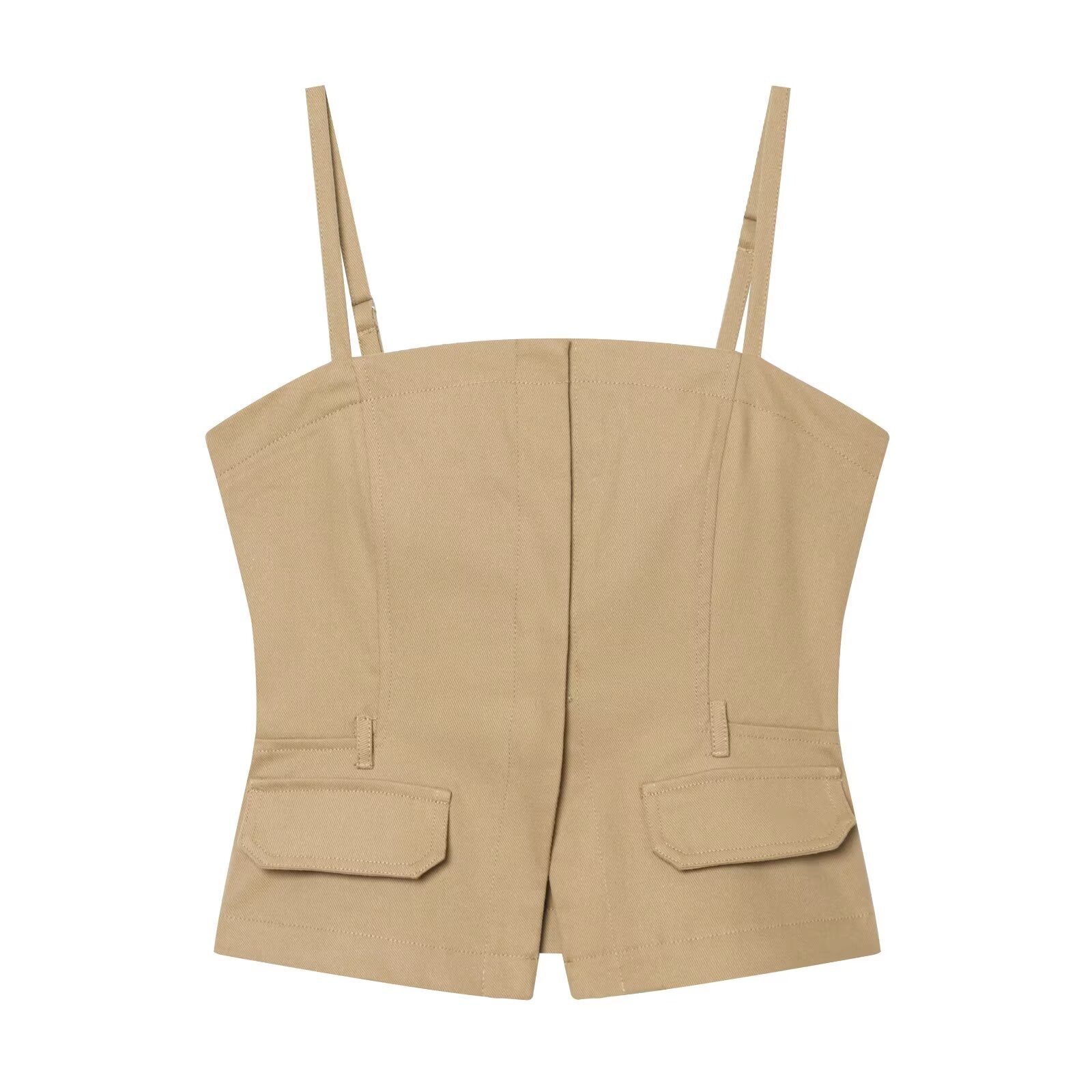 Cowboy camisole short top+pleated pants set
