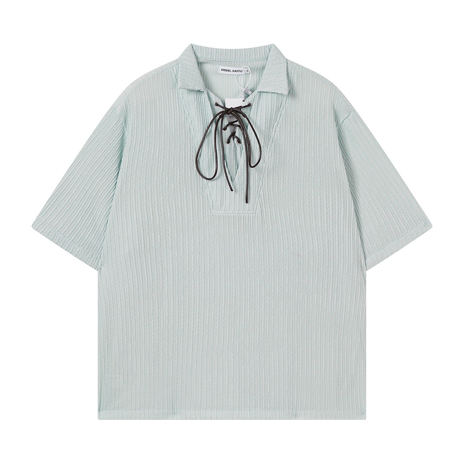 Mint green texture short sleeved shirt