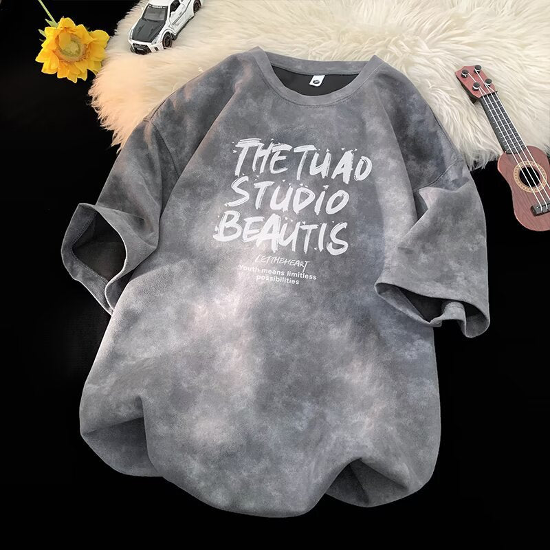 Dye-Printed Casual Short Sleeve T-Shirt