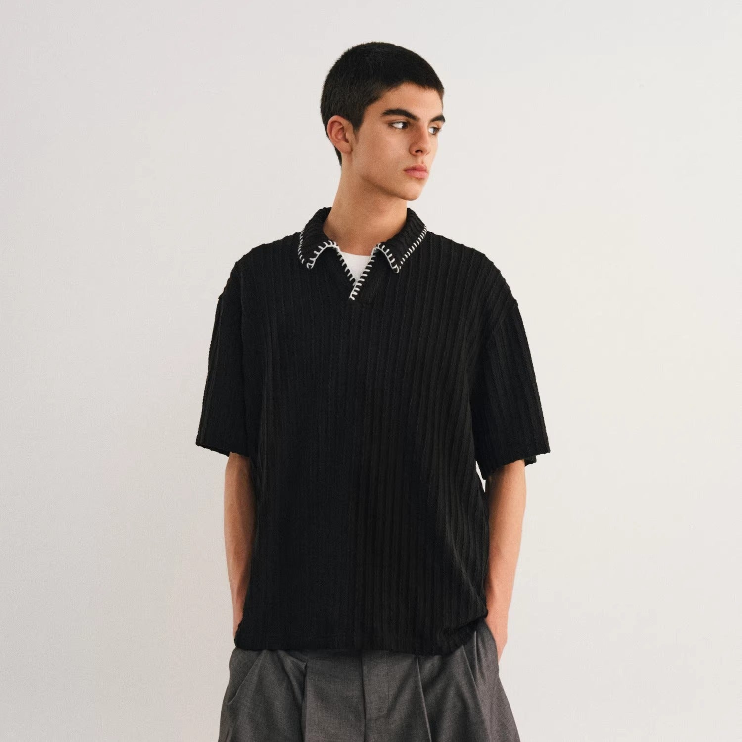 Polo Short Sleeve T-Shirt with Wheat Pattern