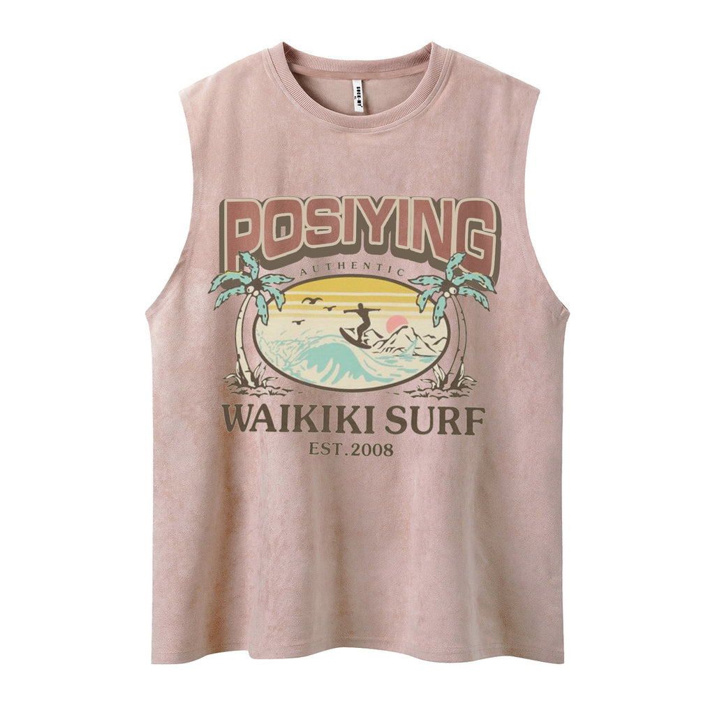 Coconut tree surfing printed vest