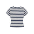 Hollow Out Slim Fit Stripe Short Sleeve Top  Chic Crop Regular Shoulder T-Shirt