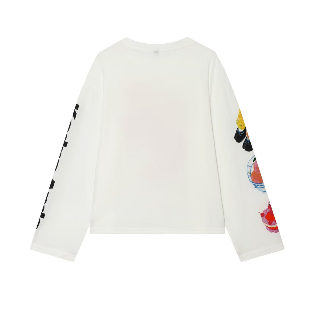 Simple style casual loose printed long sleeved T-shirt