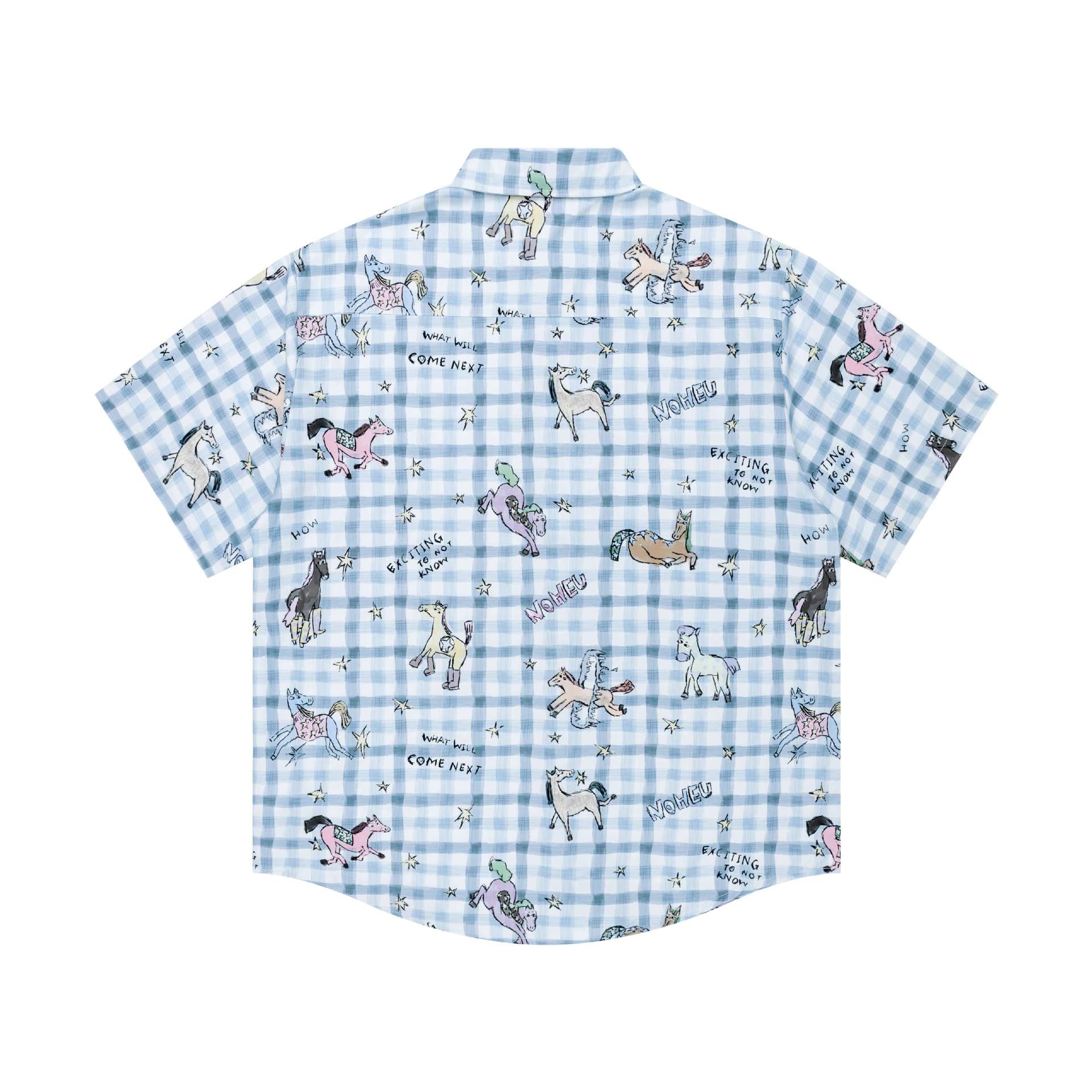 Hand drawn pony print short sleeved shirt
