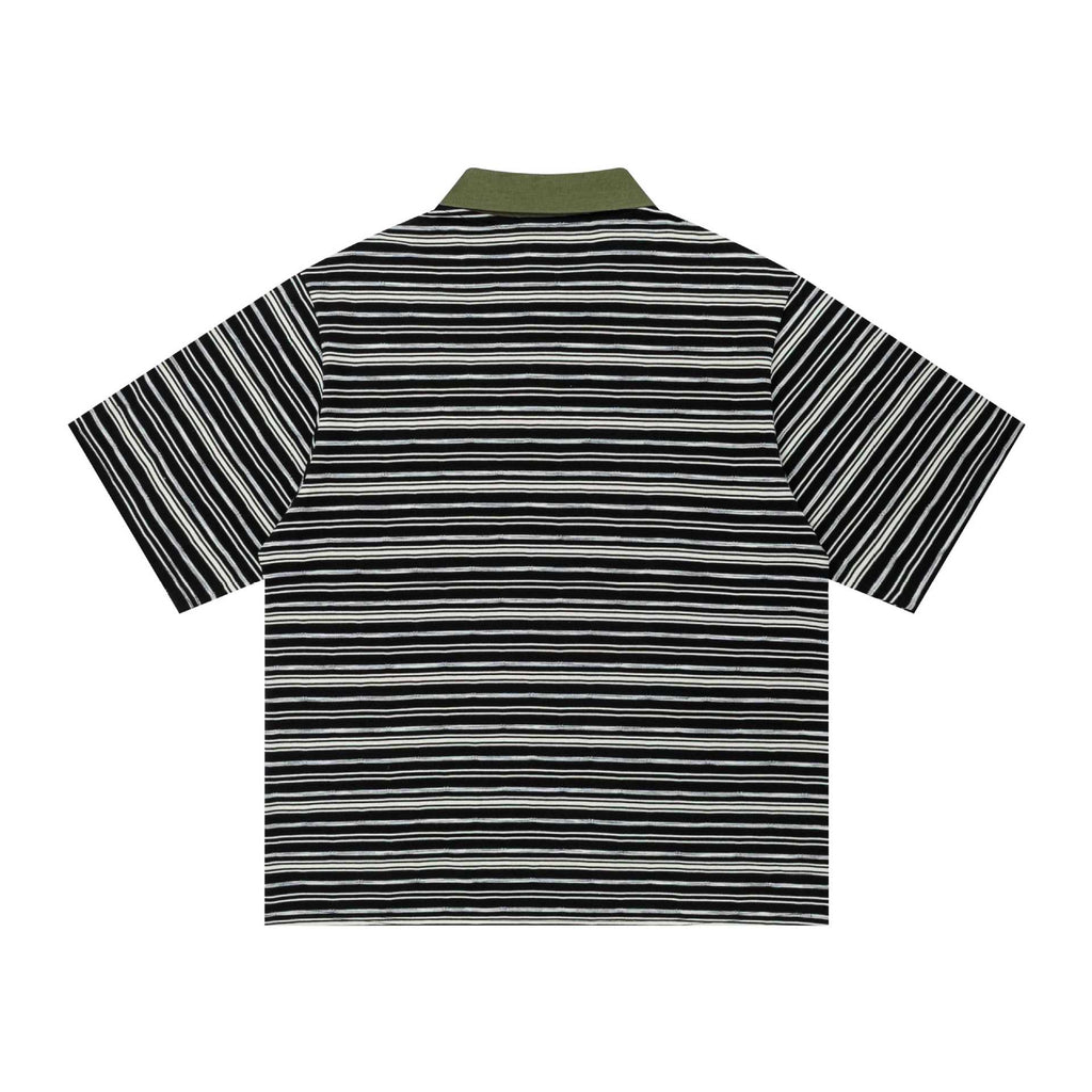 Alphabet striped embroidered short sleeved shirt