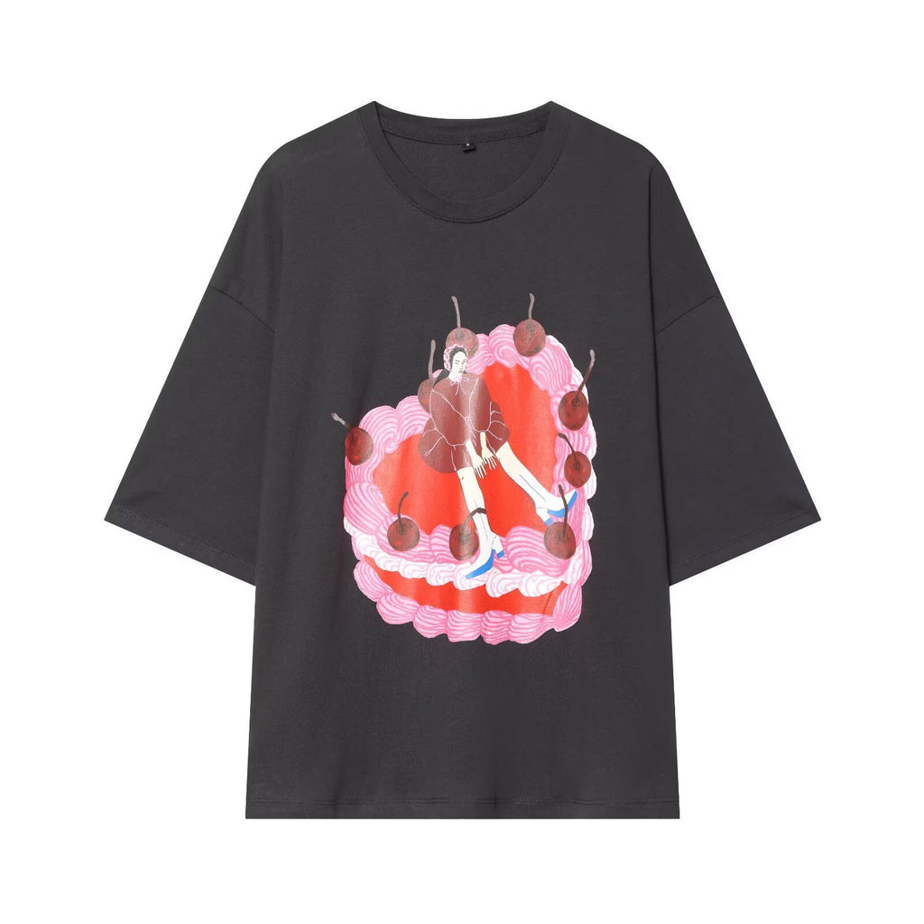 Casual loose printed T-shirt for women