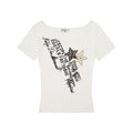Leopard Print Star Embroidery T-Shirt for Women, Slim Fit Crop Top with Regular Shoulder, Versatile Casual Wear