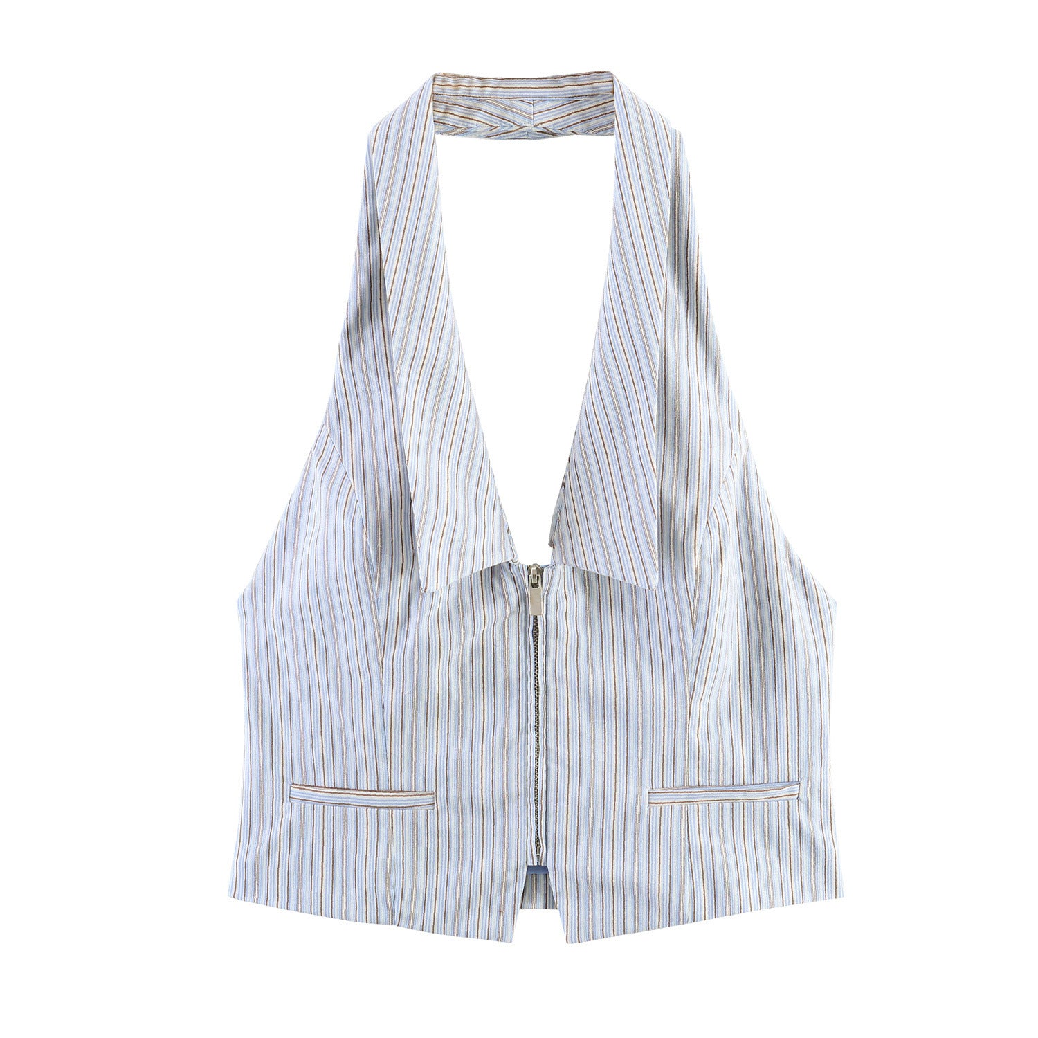 Striped vest style top+shorts set