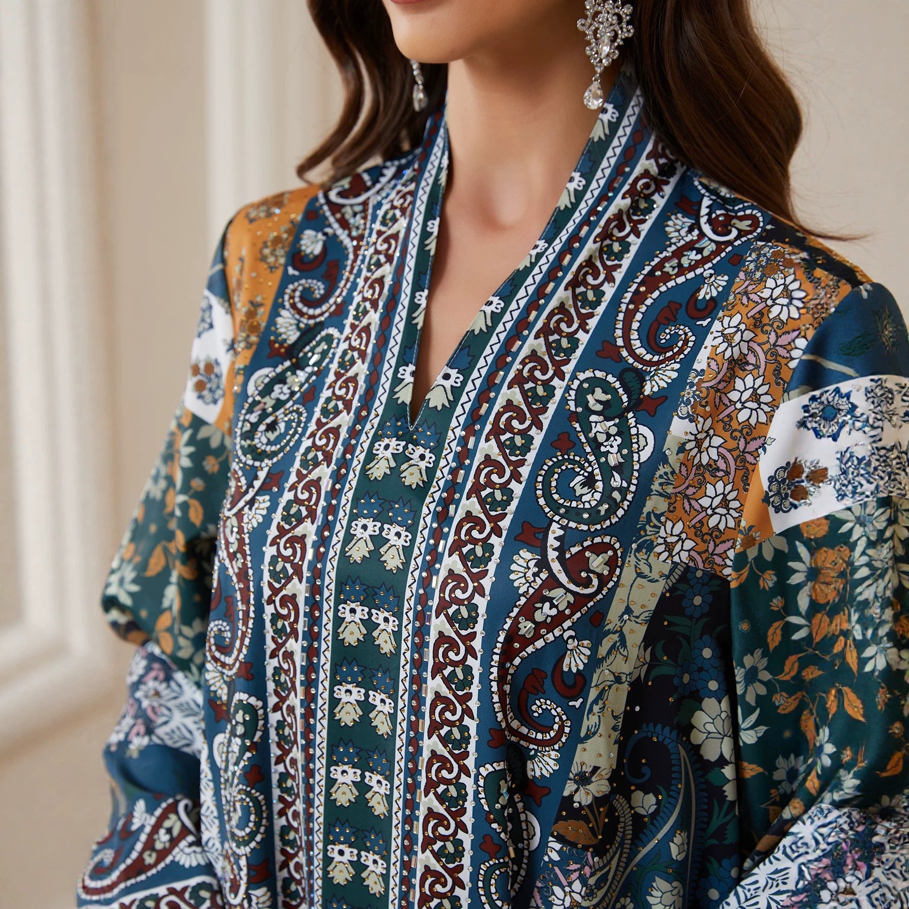 V-neck long sleeved dress