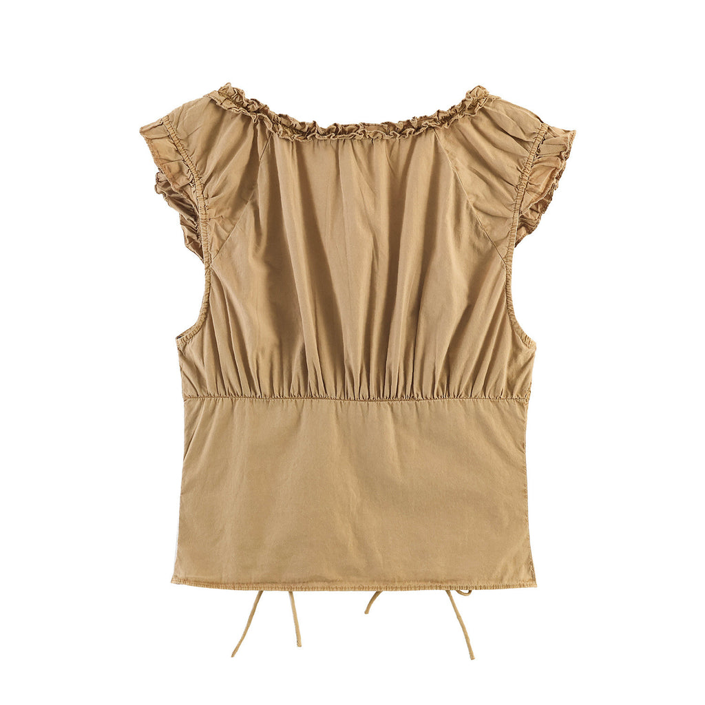 French gentle style effect poplin top