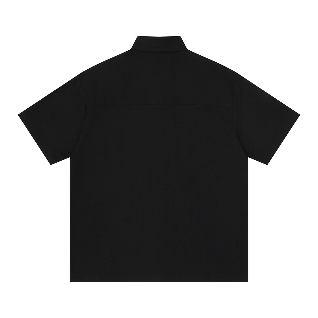 Portrait text printed short sleeved shirt