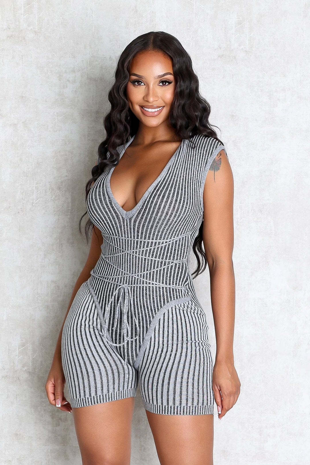 Lace up sleeveless jumpsuit