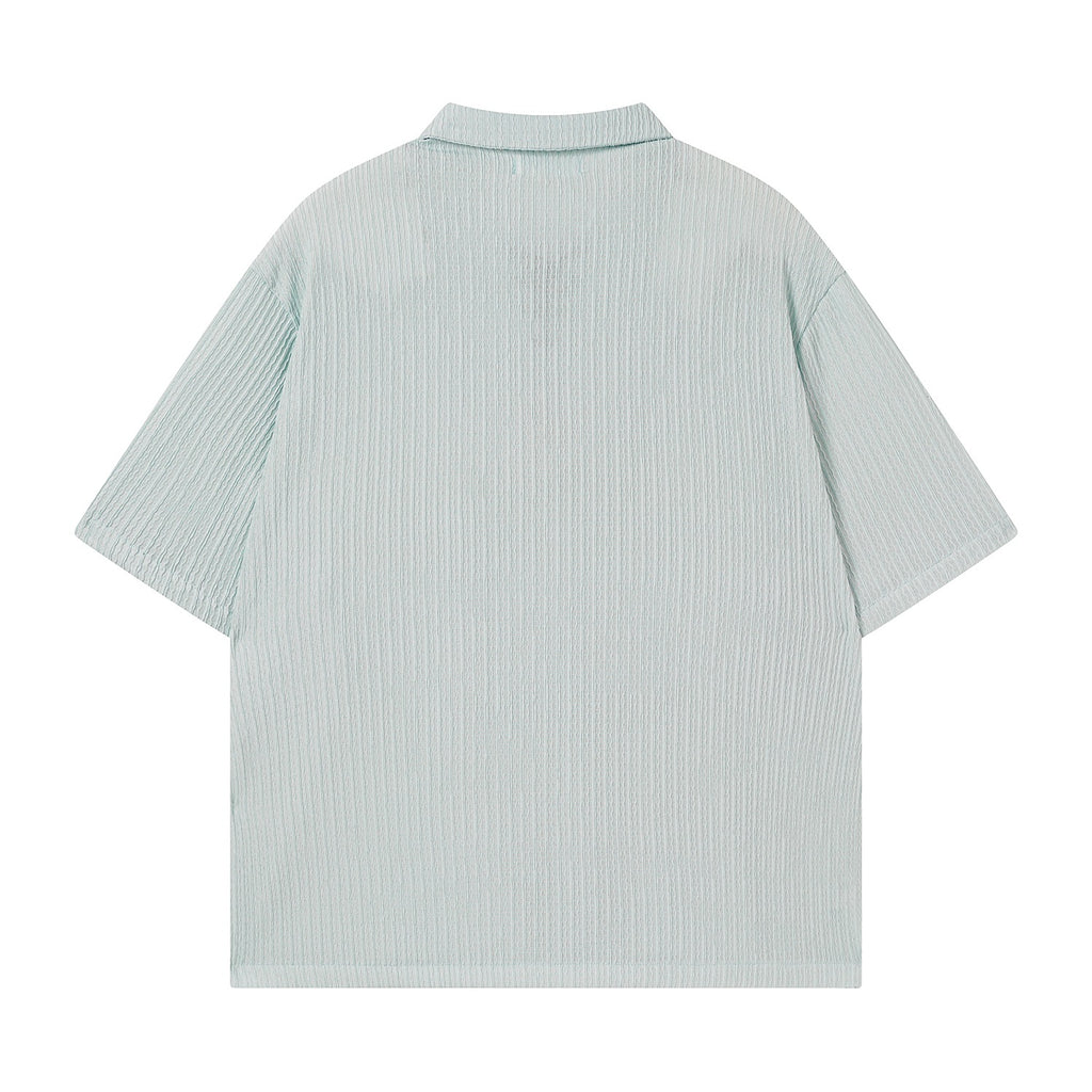 Mint green texture short sleeved shirt