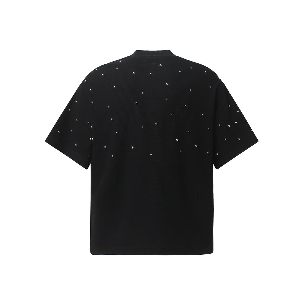 Red lip diamond print short sleeved shirt