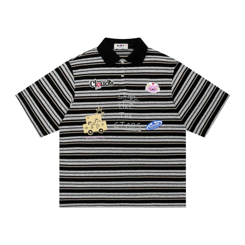 Star themed graffiti short sleeved shirt