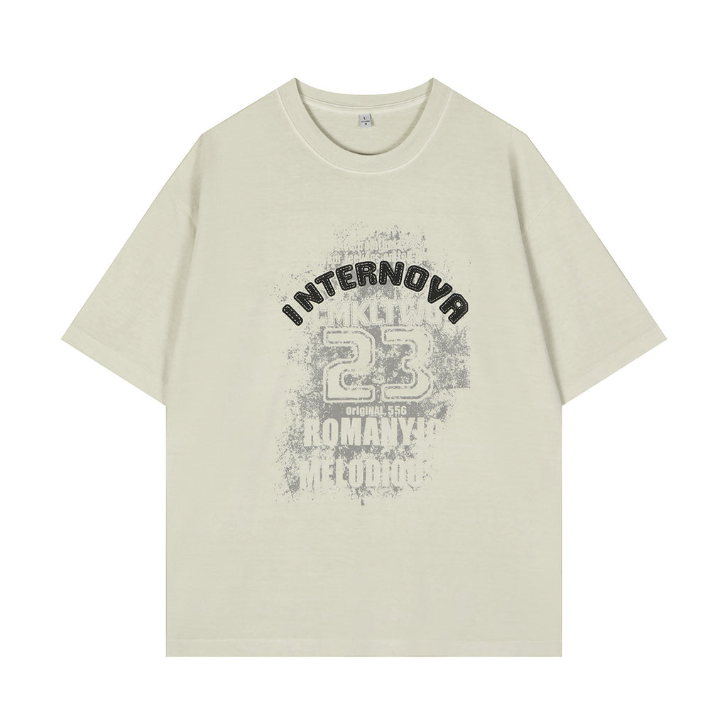 Digital letter printed short sleeved shirt