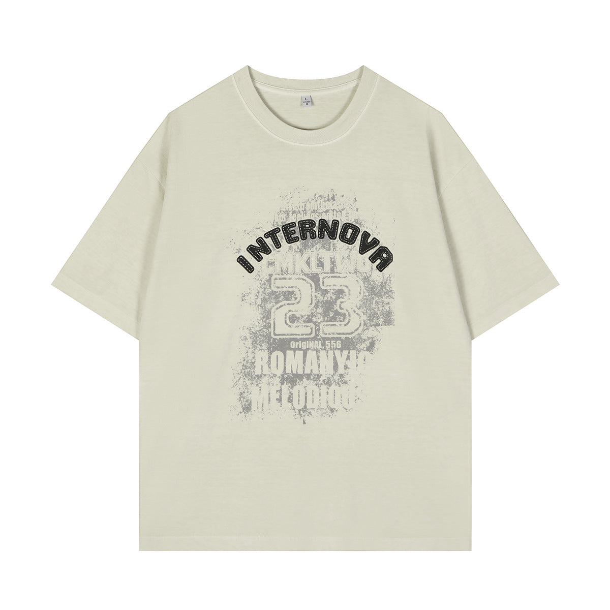 Digital letter printed short sleeved shirt
