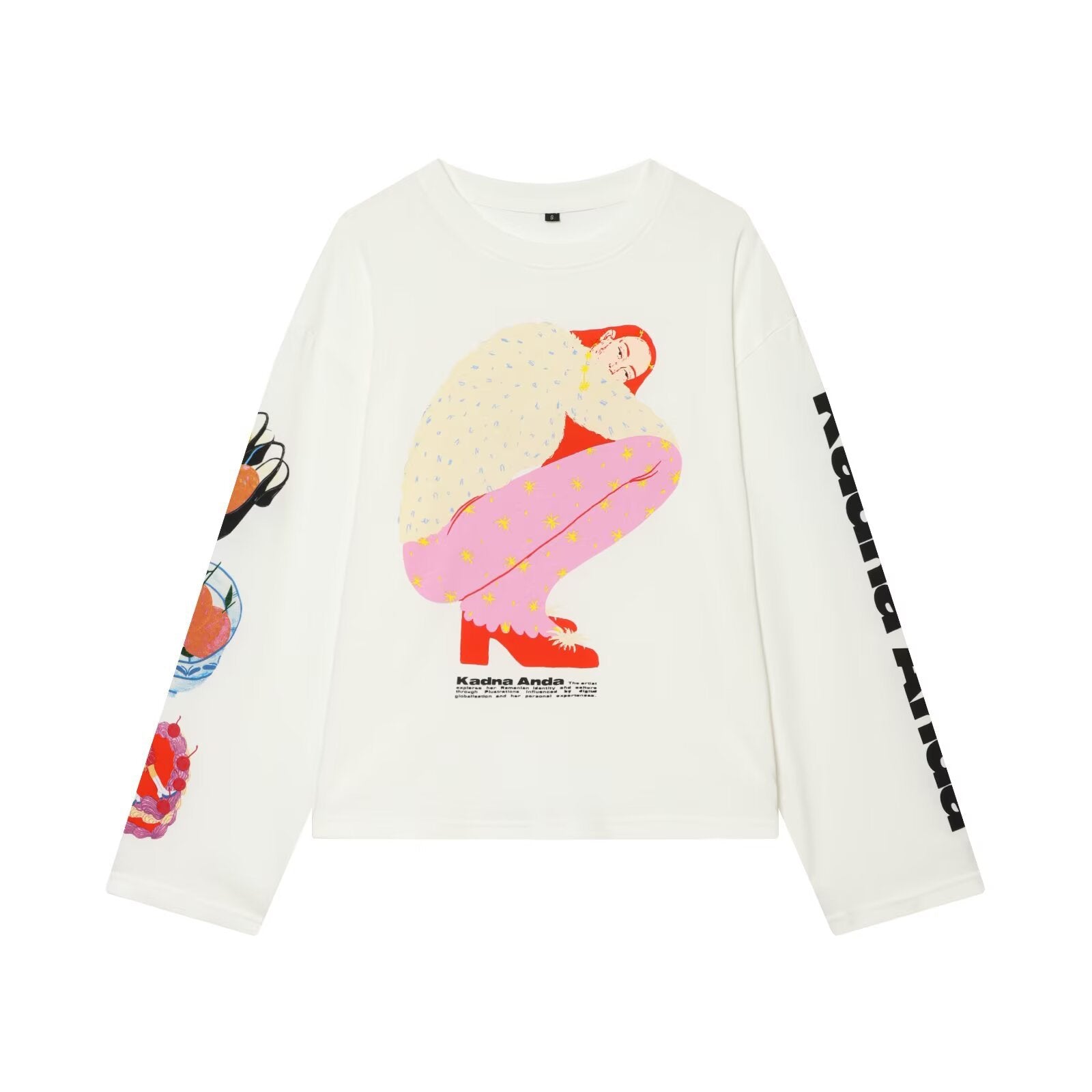 Simple style casual loose printed long sleeved T-shirt