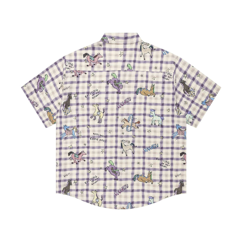 Hand drawn pony print short sleeved shirt