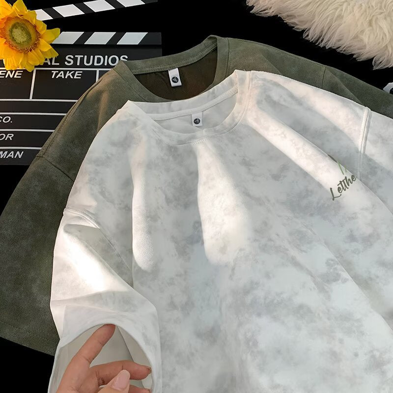 Men's Short Sleeve T-Shirt Style Trendy Tie-Dye Loose Fit Casual Top