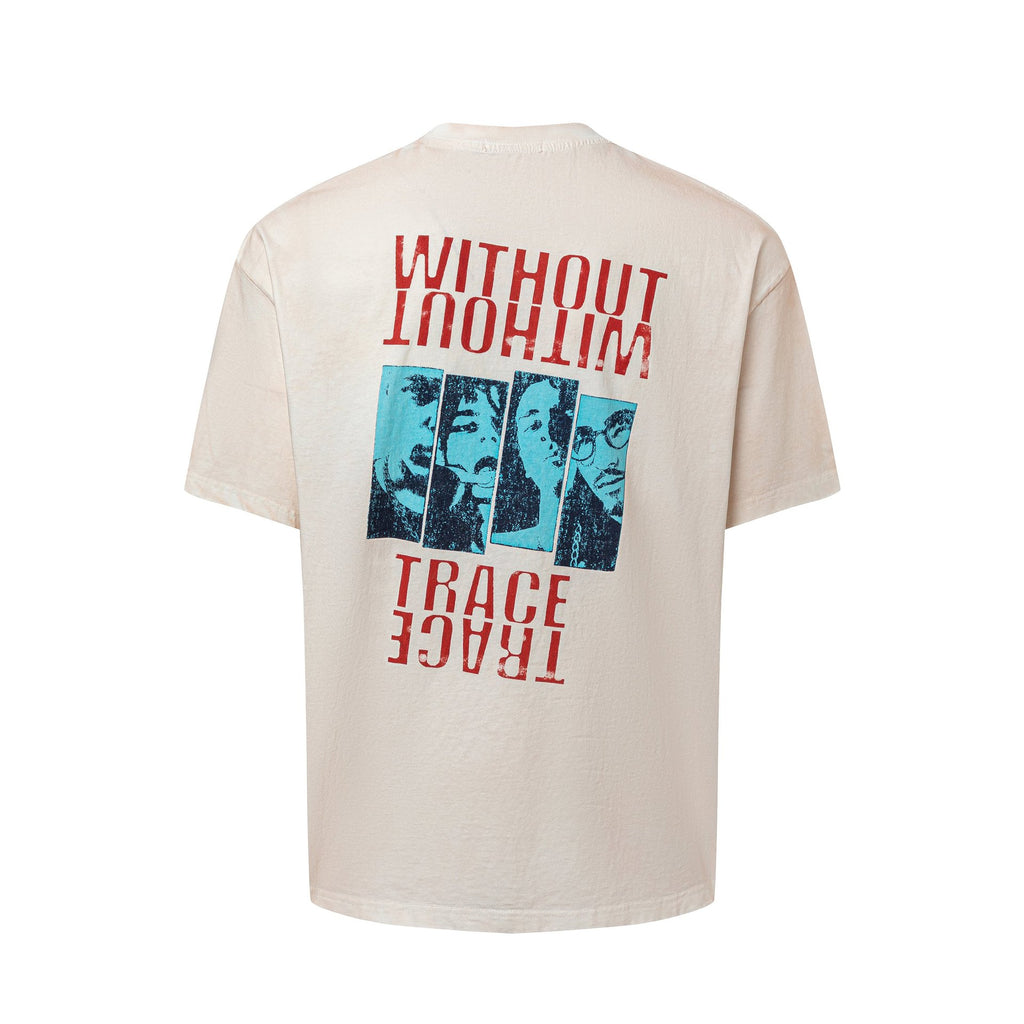 Portrait collage printed short sleeved shirt