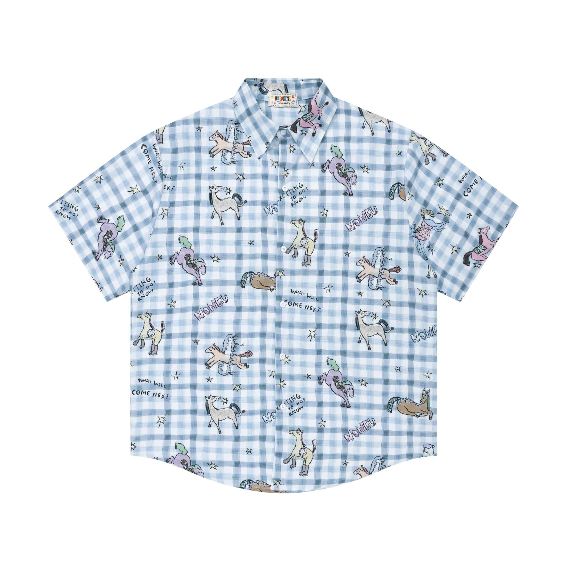 Hand drawn pony print short sleeved shirt