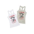 Printed Ripped Sleeveless Tank Top for Women Fitted Summer Crop Top Outerwear