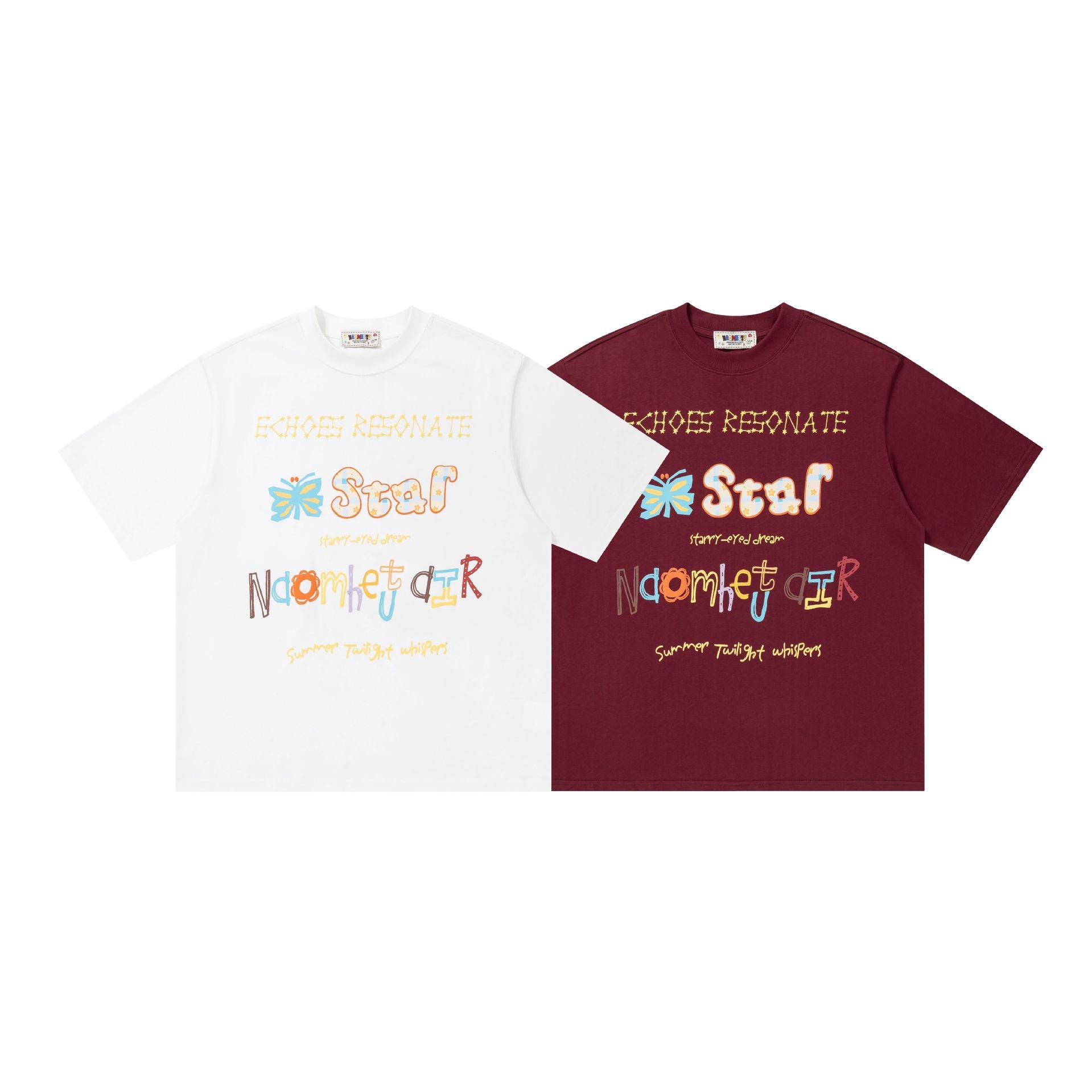 Colorful text graffiti short sleeved shirt